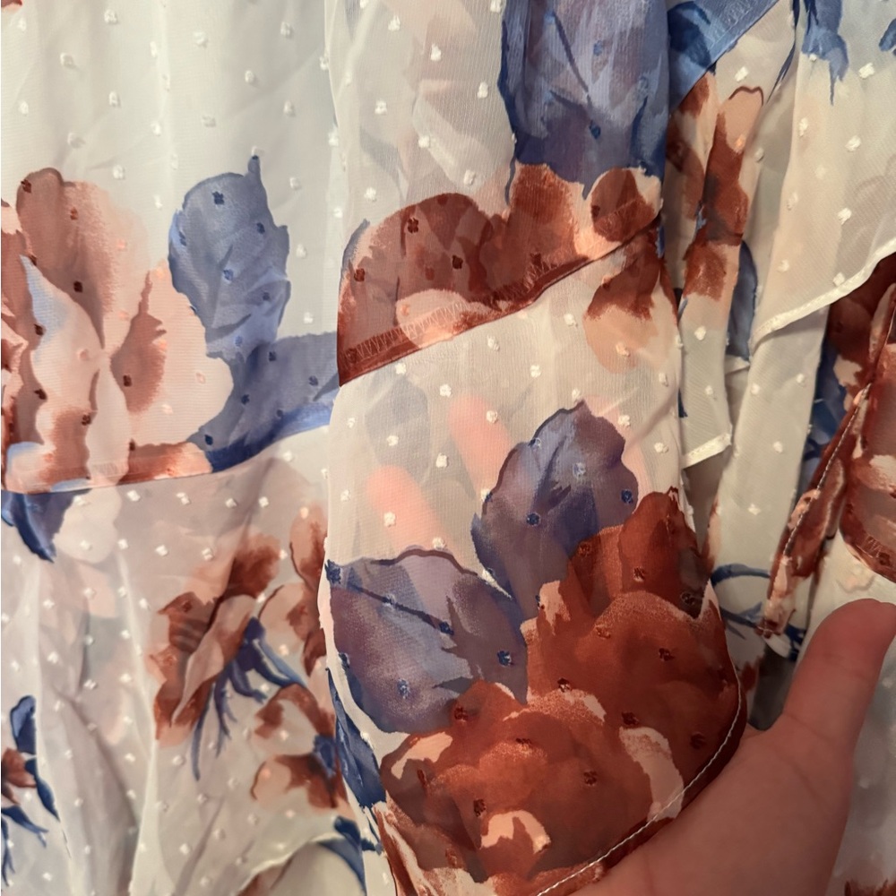 Lane Bryant Dress NWT  with Blue and Brown Floral Pattern Size 16 - Picture 3 of 11